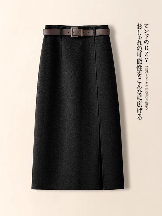 赠送皮带【手感柔软垂顺有型❗️开叉设计显瘦显气质】毛呢休闲半身裙女秋冬季2025新款气质a字裙垂感百搭直筒包臀裙子。jb 商品图0