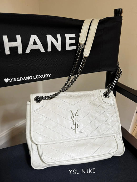 YSL niki 中号 油蜡牛皮 米白 斜挎包 商品图0