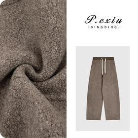 PanYiXiu/潘依绣羊毛立体剪裁松紧腰抽绳弯刀阔腿休闲裤W-63610