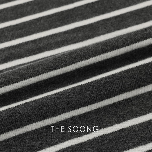 THESOONG"冬日条纹"蚕丝羊毛斯托尔机织双面平纹捻纱条纹T恤HWTX8332 商品图5