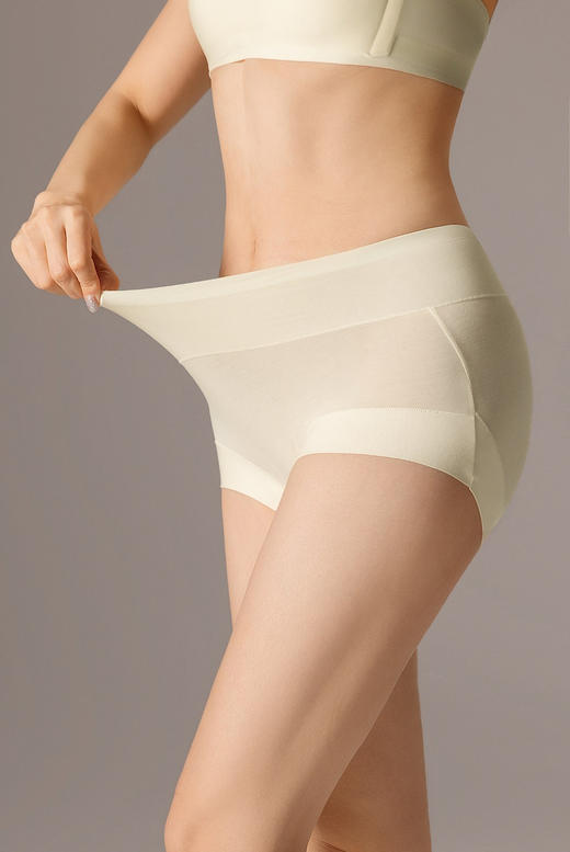 官网259！三条装100S长绒棉无痕高腰女士三角裤舒适透气加长底裆全包臀内裤 商品图3