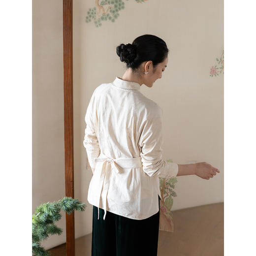 牧衣游原创 真丝混纺提花衬衫新款手工刺绣素雅文艺古朴上衣 月影 商品图3