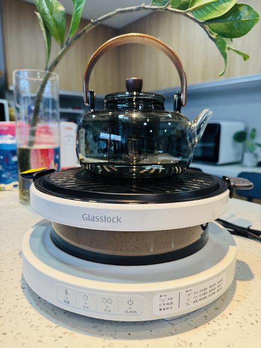【Glasslock新品围炉煮茶器】比国补再降82！一炉多用=暖茶+温酒+烧烤+取暖+烤火，送原装茶壶+烤网，远红外加热，无明火无排放食品级材质，耐高温微晶面板，三挡温度可调800ml容量，不挑壶具 商品图6