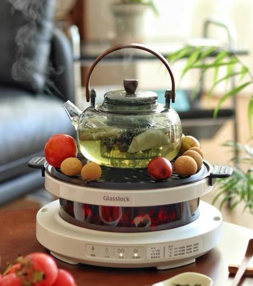 【Glasslock新品围炉煮茶器】比国补再降82！一炉多用=暖茶+温酒+烧烤+取暖+烤火，送原装茶壶+烤网，远红外加热，无明火无排放食品级材质，耐高温微晶面板，三挡温度可调800ml容量，不挑壶具 商品图0