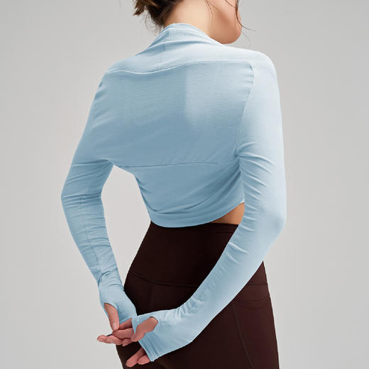 跃牌【安琪拉系列】 新款运动长袖瑜伽舞蹈披肩健身纯色开衫小坎肩遮副乳训练运动罩衫 商品图1