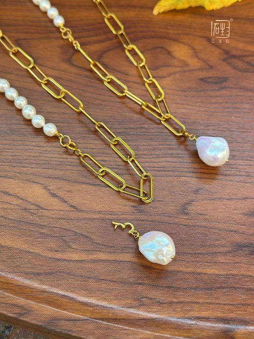 巴洛克珍珠“万能扣”金属项链/巴洛克珍珠“万能扣”O字金属款珍珠项链 商品图13