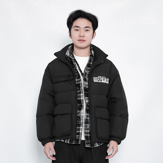 【新品上新】HX 冬季假两件短款立领羽绒服潮流C100440039101 商品图0