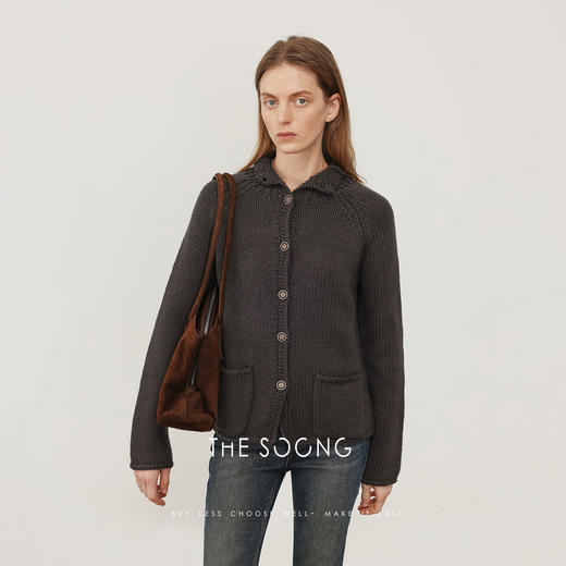 THESOONG新品女装休闲慵懒风手工手工编织毛衣开衫外套HBMY7719 商品图3