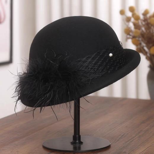 逸红颜周末小集市#法式优雅气质名媛,水貂毛&澳洲羊毛渔夫帽『羽仙』 商品图11