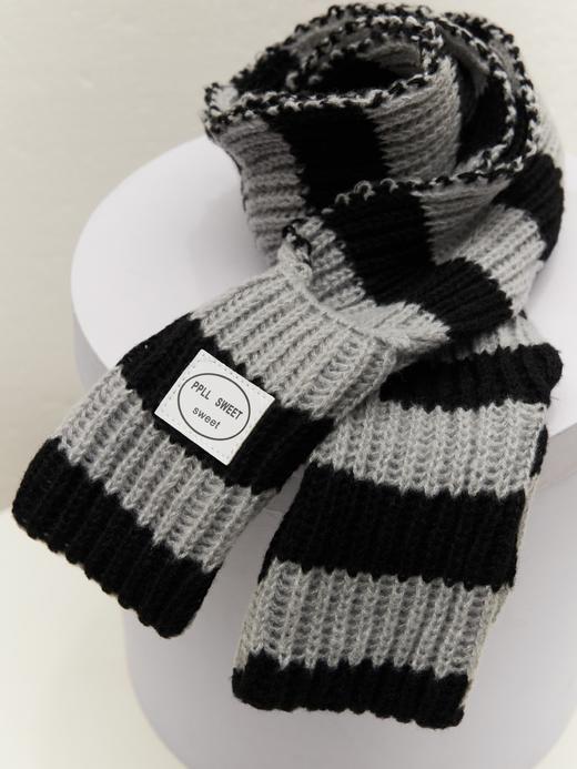 鹿鹿推荐·【秋冬氛围】多功能百搭简约日系撞色条纹针织围巾 商品图2