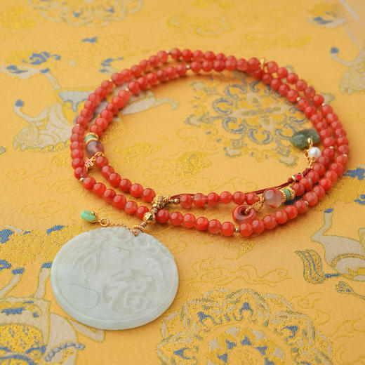 ²【安然水晶】特价孤品-南红项链系列（适合牛/羊/虎佩戴）LS-455 (48小时鉴赏期) HM02-CRMM-ARSJ 商品图4