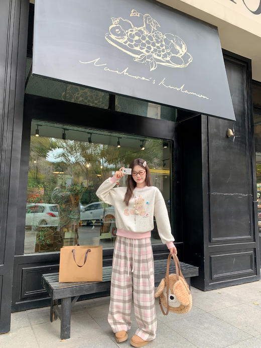 【169元任选2件】现货！粉色格子休闲裤 商品图5