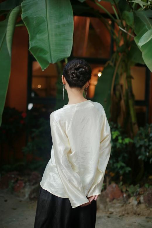 漫物记丝麻斜襟盘扣套头衫MWJ-514 商品图1