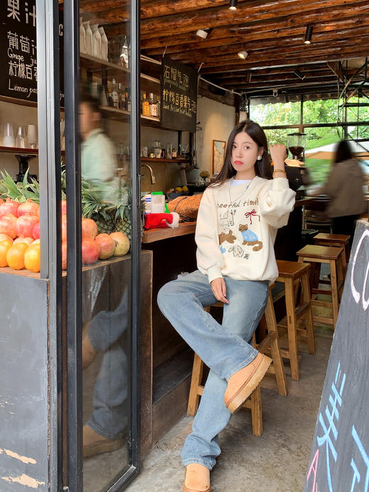 <曾小咸推荐>复古星空纹阔腿牛仔裤 不加绒109.99！加绒119.99！ 商品图7