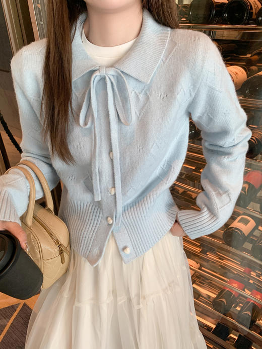 <曾小咸推荐>现货秒杀！微信超特价！蓝色翻领毛织开衫 日常219.99 立减130 秒杀89.99！ 商品图6