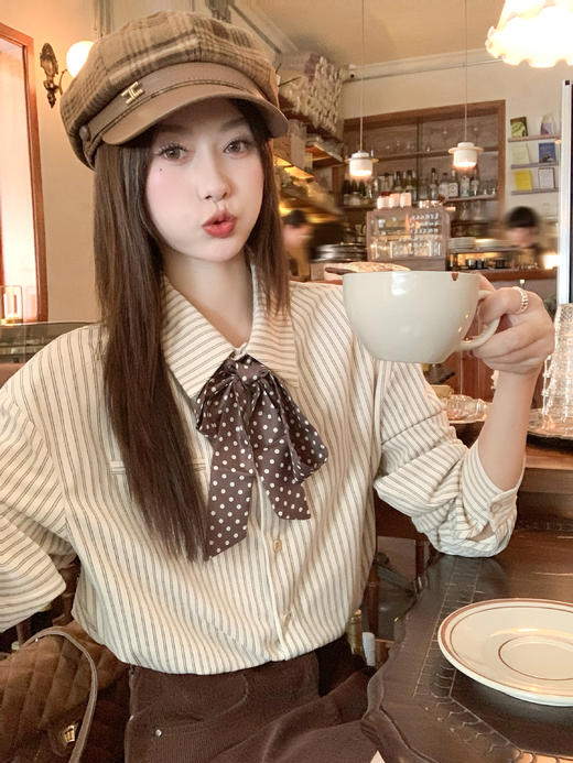 <曾小咸推荐> 现货秒杀！微信超特价！巨好看条纹长袖衬衫 日常169.99 立减90 秒杀79.99！ 商品图10