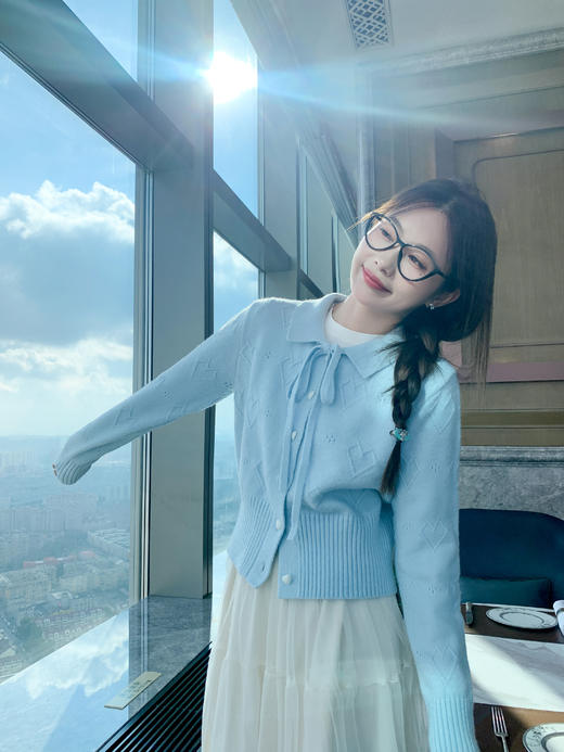 <曾小咸推荐>现货秒杀！微信超特价！蓝色翻领毛织开衫 日常219.99 立减130 秒杀89.99！ 商品图5