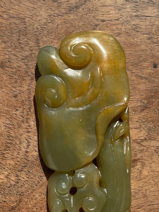 和田青黄玉镂雕灵芝形如意摆件，顺丰包邮 商品图1