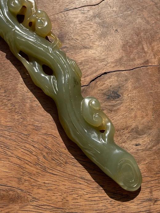 和田青黄玉镂雕灵芝形如意摆件，顺丰包邮 商品图6