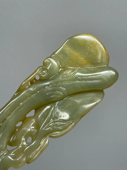 和田青黄玉镂雕灵芝形如意摆件，顺丰包邮 商品图8