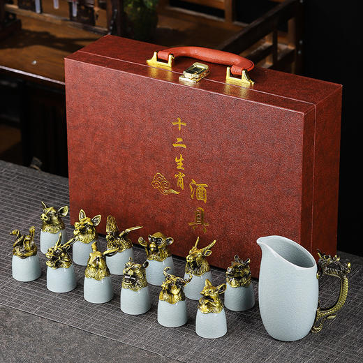【国风❗️十二生肖高奢酒器茶器礼盒】 陶瓷酒具套装 高奢礼盒包装 十二生肖白酒杯分酒器酒具 商务送礼礼品 商品图9