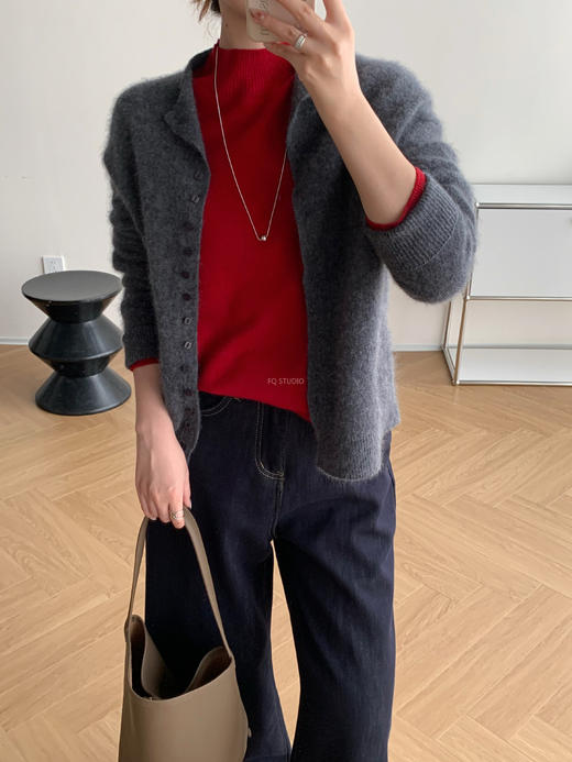 好运红气养人氛纯正红羊毛羊绒圆领高领毛衫 商品图5