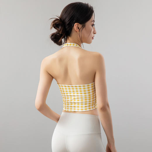 跃牌【美西西系列】格纹印花2025新款高级感美背训练运动健身服上衣瑜伽背心WX-2517 商品图3