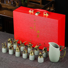 【国风❗️十二生肖高奢酒器茶器礼盒】 陶瓷酒具套装 高奢礼盒包装 十二生肖白酒杯分酒器酒具 商务送礼礼品