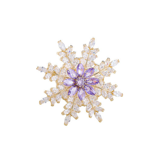 高级感轻奢超闪微镶锆石雪花胸针，小众设计感胸花西装晚宴配饰胸花LY-M-293 商品图4