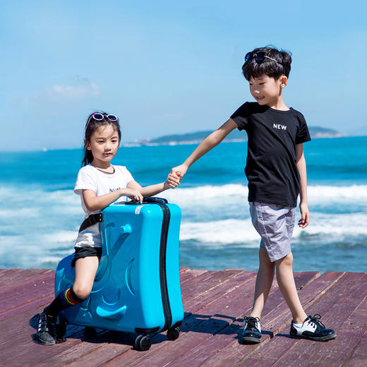 儿童骑乘木马拉杆箱(蓝色) 商品图0
