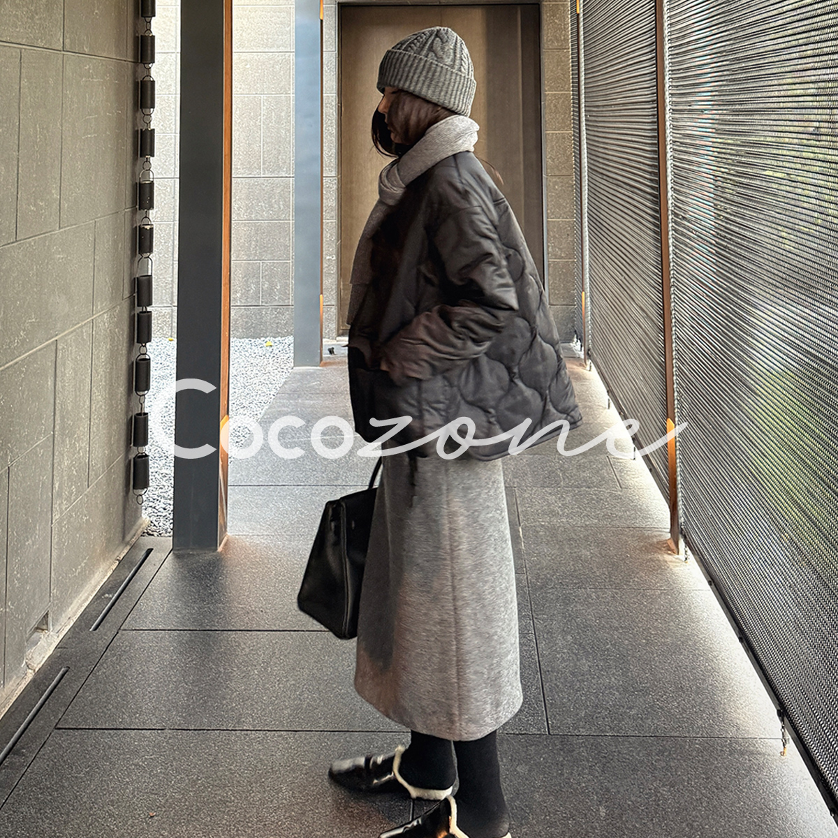 COCO ZONE 刘 一一 【羊毛混纺】H型纯色系带半身裙 CD1A1733