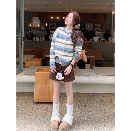 <曾小咸推荐>现货秒杀 ！微信超特价！撞色条纹毛衣开衫 日常199.99 立减110 秒杀89.99！！ 商品图4