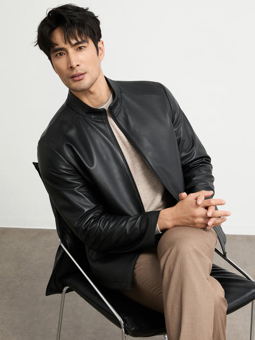 男士绵羊皮90白鸭绒羽绒皮衣外套 商品图3