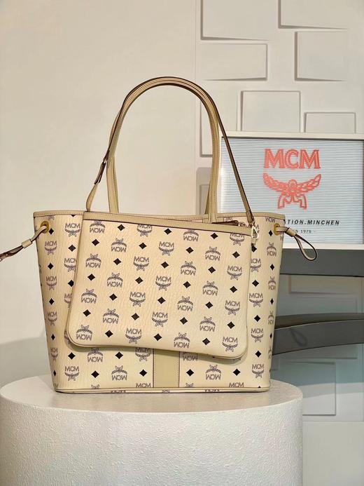 MCM Liz Visetos新配色 中号#粉色/米白色/黑色双面购物袋（XM） 商品图7