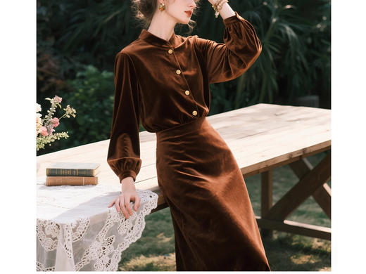 裁缝学苑AH97丝绒立领外套纸样半身裙女装上衣直筒长裙套装服装打板 商品图2