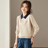 学院风翻领撞色毛衣，宽松减龄慵懒风娃娃领针织衫打底上衣厚CC-27-25259 商品缩略图0
