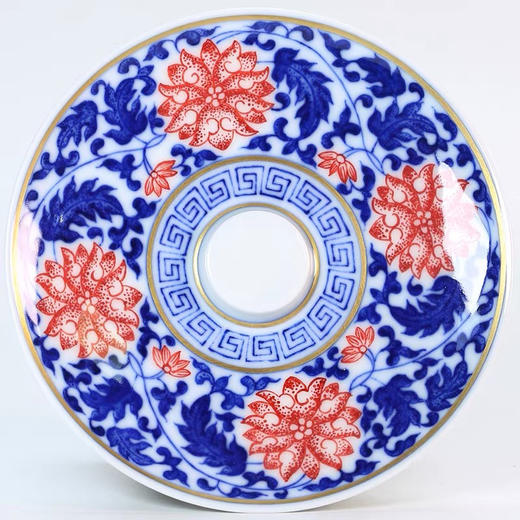 自慢堂 青花缠枝莲红小盖碗110ml 商品图2