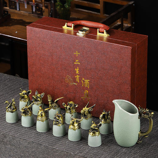 【国风❗️十二生肖高奢酒器茶器礼盒】 陶瓷酒具套装 高奢礼盒包装 十二生肖白酒杯分酒器酒具 商务送礼礼品 商品图1
