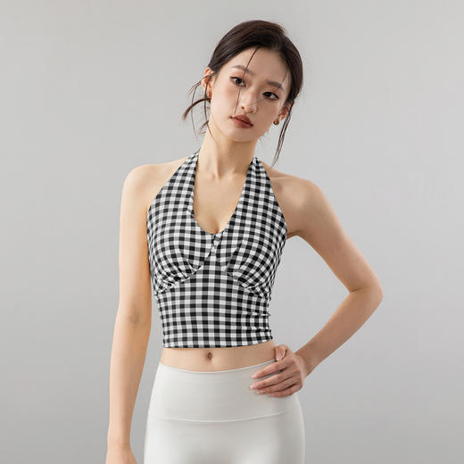 跃牌【美西西系列】格纹印花2025新款高级感美背训练运动健身服上衣瑜伽背心WX-2517 商品图2