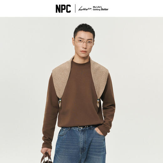 潮牌碳素磨毛领口印花半高领长袖T恤舒温保暖多色可选NP5BTL13 商品图0