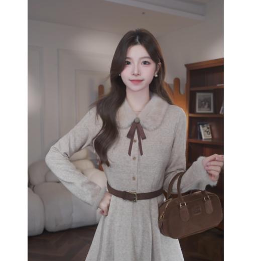 鹿向南「初雪手记」秋冬新款温柔韩版慵懒加厚高级感气质连衣裙女 商品图2