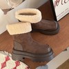 尺码偏小拍大一码！SOSOTATA 冬季加绒厚底马丁靴 软fufu绒感内里触感柔软，7CM鞋跟小个子显腿长 商品缩略图2