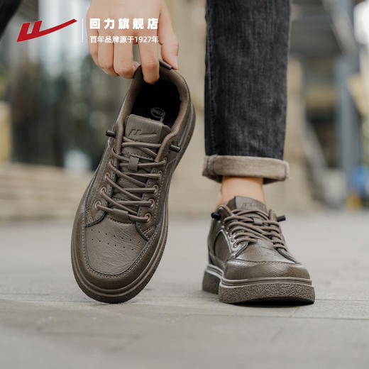 回力皮鞋男鞋新款秋冬季加绒轻便商务休闲男士小皮鞋运动复古板鞋 商品图1