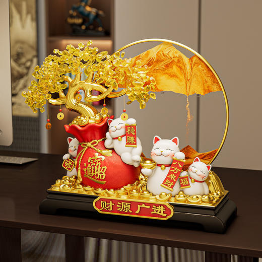 新中式东方之美【招财猫流沙画发财树摆件】 招财猫摆件 开业礼物客厅店铺前台装饰品 乔迁新居礼品 新年氛围摆件礼物 商品图3
