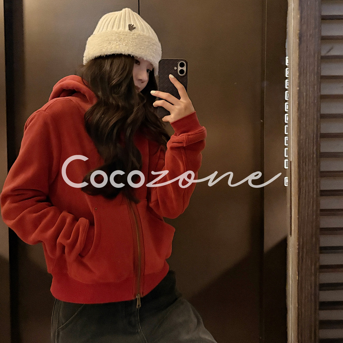 COCO ZONE 刘 一一 “红豆”连帽拉链外套 CD1A1829
