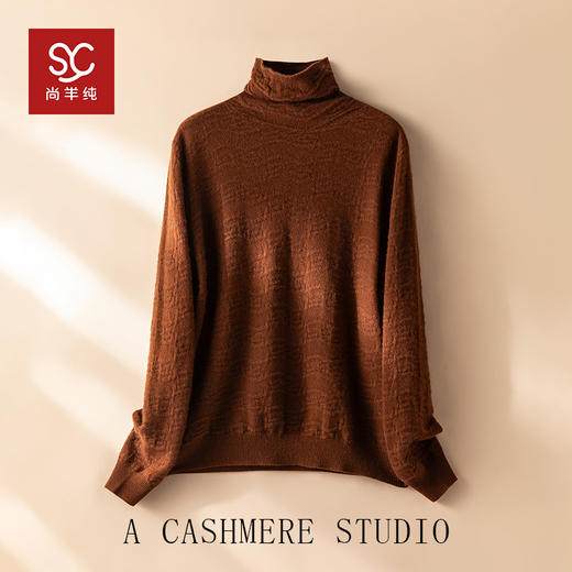 人手一件~山羊绒立体浮雕高领堆领两穿打底衫女新款毛衣CYR25089 商品图4