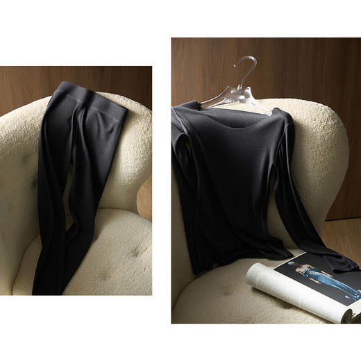 【下单7天发货！】【清仓】膨体暖壳山羊绒自发热女士保暖衣套装 5603 珍珠纤维+山羊绒 暖而不燥，暖肤更润肤；大圆领设计，无痕贴肤；高弹袖口，柔软舒适；4cm加宽橡筋， 商品图6