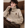 鹿向南「呢喃软语」高级卡其色围脖毛衣女秋气质洋气长袖针织上衣 商品缩略图4