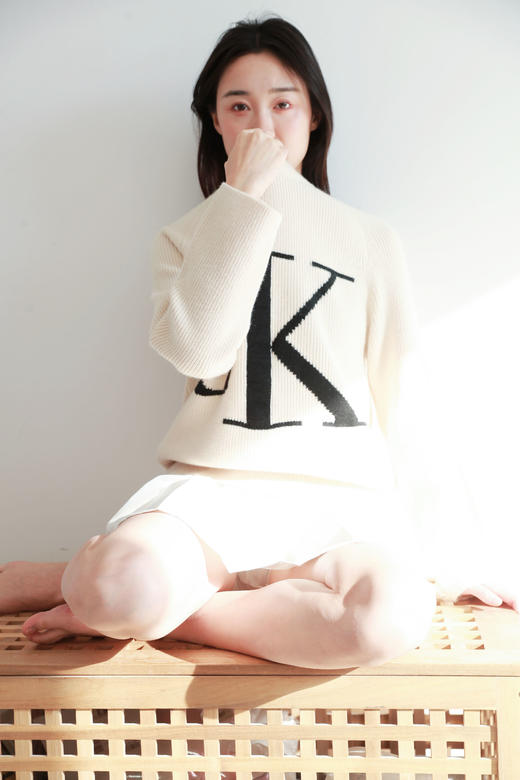 氛围感字母提花毛衣，慵懒宽松设计。印花圆领套头针织衫C120766 商品图12