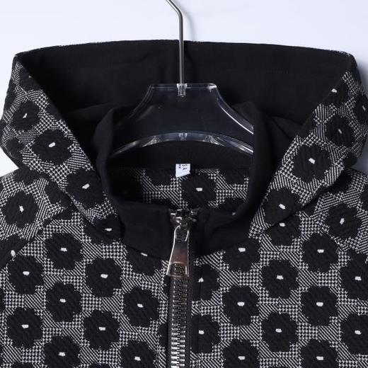 WT308SDSA男士秋冬新款痞帅男装潮牌撞色满印花朵拉链立领连帽卫衣百搭 商品图2